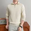 Estilo Old Money Suéter de Punto de Manga Larga de Cuello Alto con Media Cremallera Ropa Interior para Hombre Engrosado Invierno Solapa Camisa POLO Suéter Ropa para Hombre