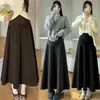 Falda de paraguas de longitud media para maternidad de calidad Tmall, Falda de línea A de lana engrosada extra larga para otoño e invierno, con soporte para el vientre y longitud extendida