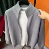 Cárdigan de punto liso con cremallera para hombre, suéter versátil para otoño e invierno, chaqueta ajustada con cuello alto