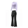 Conjunto de Roupa de Yoga Feminino Outono Novo Top Cruzado de Manga Longa Conjunto Real de Duas Peças Saia Calça Pilates Fitness Esportivo Conjunto de Duas Peças