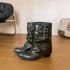 Botas de montar de tacón grueso para mujer, retro, adelgazantes, holgadas, de media pantorrilla, hebilla de cinturón plisada, botines de tacón alto, botas de pierna de pantalón suaves para chica picante