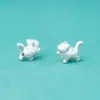 Plata Pura S999 Estéreo Retro Lindo Gatito Tsundere Cuentas Cuerda de Cuentas DIY Accesorios de Plata Accesorios de Plata de Gato