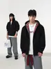Sudadera Gris Floral Pesada de 420g para Pareja, Hombres y Mujeres, Estilo Perezoso Patchwork Cuadros Oversize para Principios de Otoño