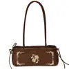 Moderna Bolso de Hombro de Gamuza de Gran Capacidad Nuevo Invierno 2026 para Mujeres Viajes al Trabajo Terciopelo Bolsos de Mano de Nicho Bordado Vintage Bajo el Brazo
