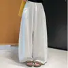 Nuevos Pantalones Casuales Transpirables de Cintura Alta para Personas Petites, Delgados de Principios de Otoño de Pierna Ancha Recta Estilo Holgado Perezoso Pantalones Banana de Aire Acondicionado