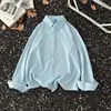 Camisa de manga larga de seda helada para primavera y otoño, talla grande para hombre, top holgado, moderno, estilo artístico, sin marca, nuevo diseño estilo japonés, casual y relajado