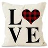 Funda de almohada de coche para San Valentín, decoración de dormitorio y hogar, funda de cojín de lino con estampado de borde cruzado