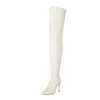 Novas Botas de Cavaleiro da Moda Britânica, Botas Longas Apontadas Acima do Joelho, Botas de Salto Alto Sexy para Dança de Jazz, Tamanhos Grandes 40-48, Exportação