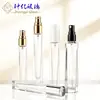 Botella de Perfume Cuadrada de Vidrio Transparente de 10 ml Botella con Atomizador Portátil Muestra Botella Recargable para Viaje Botella Recargable de Perfume Tipo Pulsador