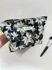 Nuevo Bolso de Mano Jacquard Negro Verde y Blanco para Mujer, Bolso de Mano Portátil, Gran Capacidad, Bolsa de Cosméticos, Cremallera Vintage de Nicho