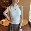 Camisola Negra de Cuello Halter para Mujer 2026 Nuevo Estilo con Almohadillas en el Pecho, Hermosa Espalda con Sujetador Integrado, Top Interior para Primavera y Otoño