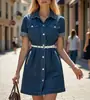 Saia Jeans Midi de Primavera e Verão Europeia e Americana, Cardigã Aliexpress, Saia Evasê de Manga Curta, Saias Multicor e Multitamanho Wish Amazon
