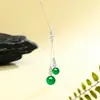Nova Corrente de Suéter Estilo Chinês Calcedônia Verde Prata S925 Contas Redondas Duplas Pingente Longo Franja Estilo Chinês Elegante Retro