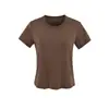 Camiseta Básica Lisa de Manga Curta com Gola Redonda Verão Nova Moda Versátil Solta Emagrecimento Base Top para Mulheres