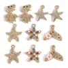 Acessórios de Joias de Liga Leve de Luxo Pingente de Estrela do Mar Cauda de Sereia Inlaid Pingente para Pulseira Colar Chaveiro W869