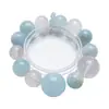 [Verão Inicial Verde Jade] Pulseira de Cristal Natural Água-Marinha para Mulheres, Presente Versátil, Pulseira Laranja-Rosa Gelo Atacado
