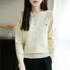 Transfronterizo Primavera 2026 Nuevo Suéter Cardigan de Punto Redondo para Mujer Abrigo con Botones para Mujer Top Estilo Coreano Comercio Exterior