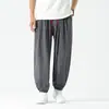 Calças Masculinas de Verão 2026 Estilo Chinês Estilo Japonês Tamanho Plus Roupas Masculinas de Algodão e Linho Calças Largas de Linho Casuais Joggers Calças Cropped Tendência
