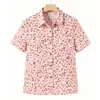 Camisa de Verano de Manga Corta con Cuello para Abuela, Algodón Puro, Top Floral Elegante para Mujeres Mayores, Ropa para Mamá, Atuendo para Señora Mayor