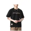 Em Estoque Original Letra de Strass Degradê Unissex Estilo Europeu e Americano Solta Casual Gola Redonda Manga Curta Camiseta Top em Roxo