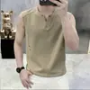 Colete Liso Gola V Estilo Americano para Homens, Nova Camiseta Regata Esportiva Solta Sem Mangas para Verão 2026, Tendência Jovem para Homens