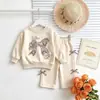 Conjunto para niña: Conjunto de Sudadera con Lazo para Primavera y Otoño, Estilo Dulce y Lindo, Estilo Salado Lindo Deportivo de Dos Piezas Ropa para Niños