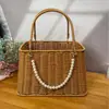 Caja de Regalo de Ratán Regalo de Acompañamiento Cesta de Flores de Mano Decoración de Ramo de Flores Cilindro Cuadrado para Niña de las Flores Tubo Cuadrado Caja de Regalo Antigua para Cumpleaños Boda