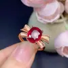 Anillo de plata de ley S925 con rubí birmano nuevo quemado incrustado, anillo de moda con lazo ovalado de 8x10 mm, venta al por mayor