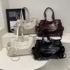 Bolsa de Moto Estilo Coreano Nicho Super Legal Bolsa Feminina 2026 Nova Tendência Bolsa Tote de Grande Capacidade Múltiplos Bolsos Ombro Único Transversal