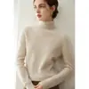 Novo suéter de outono e inverno 12 pontos sem costura 100% cashmere para mulheres, gola alta malha solta camisa base