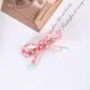 Pinza para el pelo azul de lunares translúcidos fresca de verano con lazo, pasador de pico de pato dulce y simple para niña, pinza mayorista para accesorios del cabello