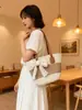 Bolso de Hombro Mediano Tejido de Paja para Mujer, Bolso Tejido para Vacaciones en la Playa, Bolso de Vacaciones en la Playa Tejido con Lazo de Encaje, Artículo de Moda Caliente