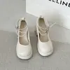 Zapatos de Plataforma Gruesa con Tacón Alto Estilo Hada Francesa Impermeables, Zapatos de Moda Otoño y Verano, Zapatos Mary Jane con Correa Gruesa