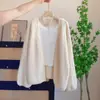 Suéter de gola V minimalista e macio, gentil e estiloso, para mulheres, design outono e inverno, cardigã de tricô emagrecedor e versátil