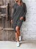 Em Estoque 25 Comércio Transfronteiriço Europeu e Americano Nova Moda Feminina Ajuste Slim com Capuz Manga Longa Vestido Longo Estilo Europeu e Americano