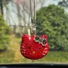 Fofo Gato Cabeça Cravejado com Diamantes Pingente de Retrovisor de Carro de Luxo Criativo Gatinho Cheio de Diamantes Charm para Bolsa