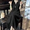 Vestido Longo Feminino Elegante Verão Estilo Étnico Gola V Bordado Pesado Cruzamento de Fronteiras Novo Solto Emagrecedor Manga Curta