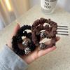Cuerda para el cabello estilo francés con diseño de leopardo y perlas, anillos de alta calidad, banda de goma para el cabello, cuerda para el cabello sin dejar rastro, accesorios para el cabello para mujeres