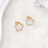 Pulsera, Collar y Pendientes de Trébol de Cinco Hojas de 13 mm Acero de Titanio Pendientes de Oro de 18 Quilates Trébol de Cinco Hojas Apilable Trébol de Cuatro Hojas