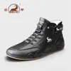 Zapatos de Hombre Gongyang Originales, Nuevas Botas Martin de Caña Alta para Hombre Otoño e Invierno, Zapatos de Cuero Cálidos Estilo Británico Casual de Negocios
