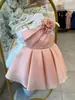 Vestido de princesa para meninas, cor sólida com flores tridimensionais, vestido para o primeiro aniversário infantil, disponível para dropshipping da Amazon