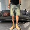 Pantalones Cortos de Mezclilla Estilo Americano para Hombre, Verano Finos de Marca de Moda Lavados de Longitud Media Rectos Casuales, Nuevos Pantalones Cortos de Cinco Puntos Vintage 2026