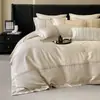 Juego de cama de cuatro piezas de algodón de fibra larga 100S de alta gama, Clase A, perfecto para otoño e invierno, con un lujoso diseño de jacquard tejido grueso de algodón puro.
