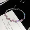 Pulseira Redonda Irregular de Zircônia Super Brilhante Pulseira de Toque de Luxo Leve de Alta Qualidade Estilo Coreano Estética Fria Personalidade Versátil Acessório de Mão para Mulheres