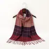 Novedad de Invierno Unisex Bufanda Chal de Cuadros Imitación Cachemir Bufanda de Cabeza de Moda Cálida para Mujeres Malayas Bufanda Larga