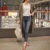 Primavera/Verano 2026 Estilo Coreano Tallas Grandes Holgado Lino Delgado Largo Hasta la Rodilla Media Longitud Algodón Lino Protector Solar Chaqueta Cárdigan para Mujer