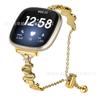 Adecuado para Fitbit versa4 patrón de ola media pulsera versa3 metal incrustado de diamantes correa de reloj simple