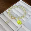 Pulsera de Margaritas Florecientes Pequeñas de Venta Caliente Transfronteriza para Mujer, Pulsera Versátil y de Gama Alta con Cristales Rosas y Cristales de Girasol