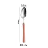 Faca e Garfo para Bife em Aço Inoxidável 304 com Acrílico para Uso Doméstico, Colher de Jantar Estilo Francês com Cabos Vermelho e Verde, Conjunto de Talheres Estilo Ocidental