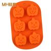 Molde de silicona para pastel Minghao con 6 expresiones de calabaza, ideal para hornear, hacer tú mismo, azúcar, decoración de pasteles, jabón hecho a mano